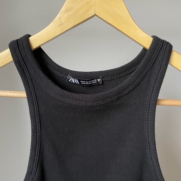 Zara Black Ribbed Tank Top - Picture 4 of 11